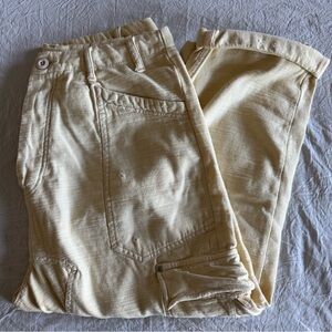 Free People Women’s L Relaxed Fit Cream Cargo Pants